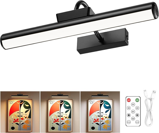 13" Wireless Picture Lights for Wall, Rechargeable Art Light, 1Pack Black