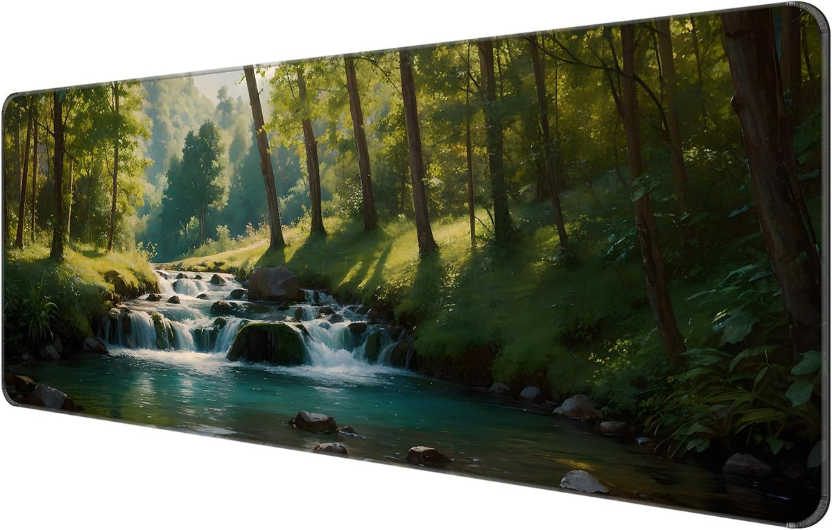 Large Thin Mouse Pad with Stitched Edges, Forest