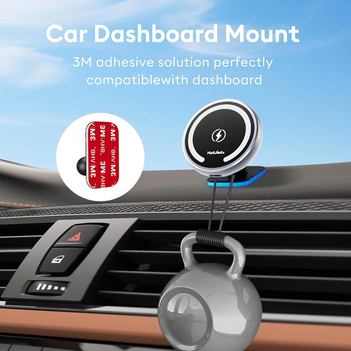 for Magsafe Car Mount Wireless Charger Magnetic Fast Charging Compatible with iPhone 17,16,15,14,13,Pro Max,Mini,Magsafe Case, Air Vent and Stick On Dashboard Car Phone Holder