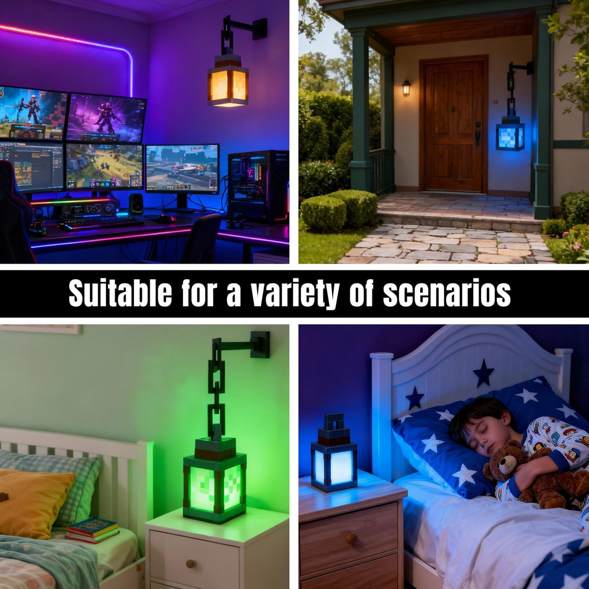 LOUHH Pixelated Lantern Night Light, 16 Color LED Wall Night Light with Remote Control - Rechargeable Retro Pixel Style Table Lamp for Game Room Kids Room Decor and Children's Gifts