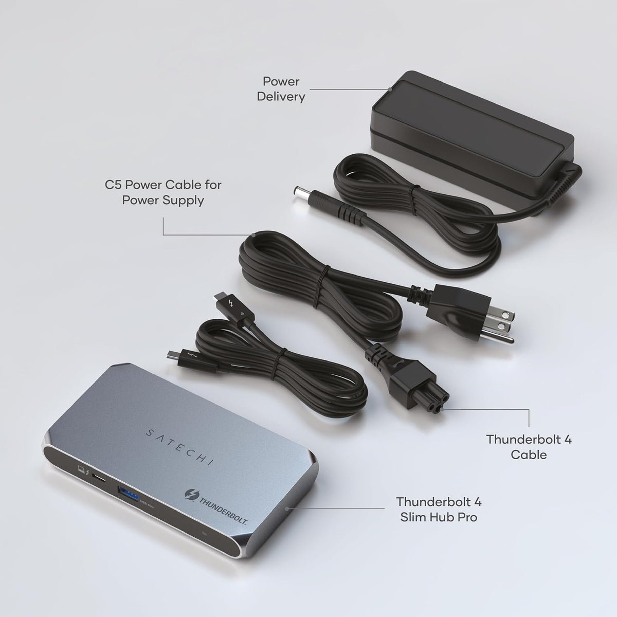 Satechi Thunderbolt 4 Slim Hub Pro, Docking Station, 100W USB-C Charging | Single 8K or dual 4K display, 4 Thunderbolt ports, USB 3.2 Gen2, for Mac, Windows, MacBook Air/Pro, Dell, Surface, Lenovo