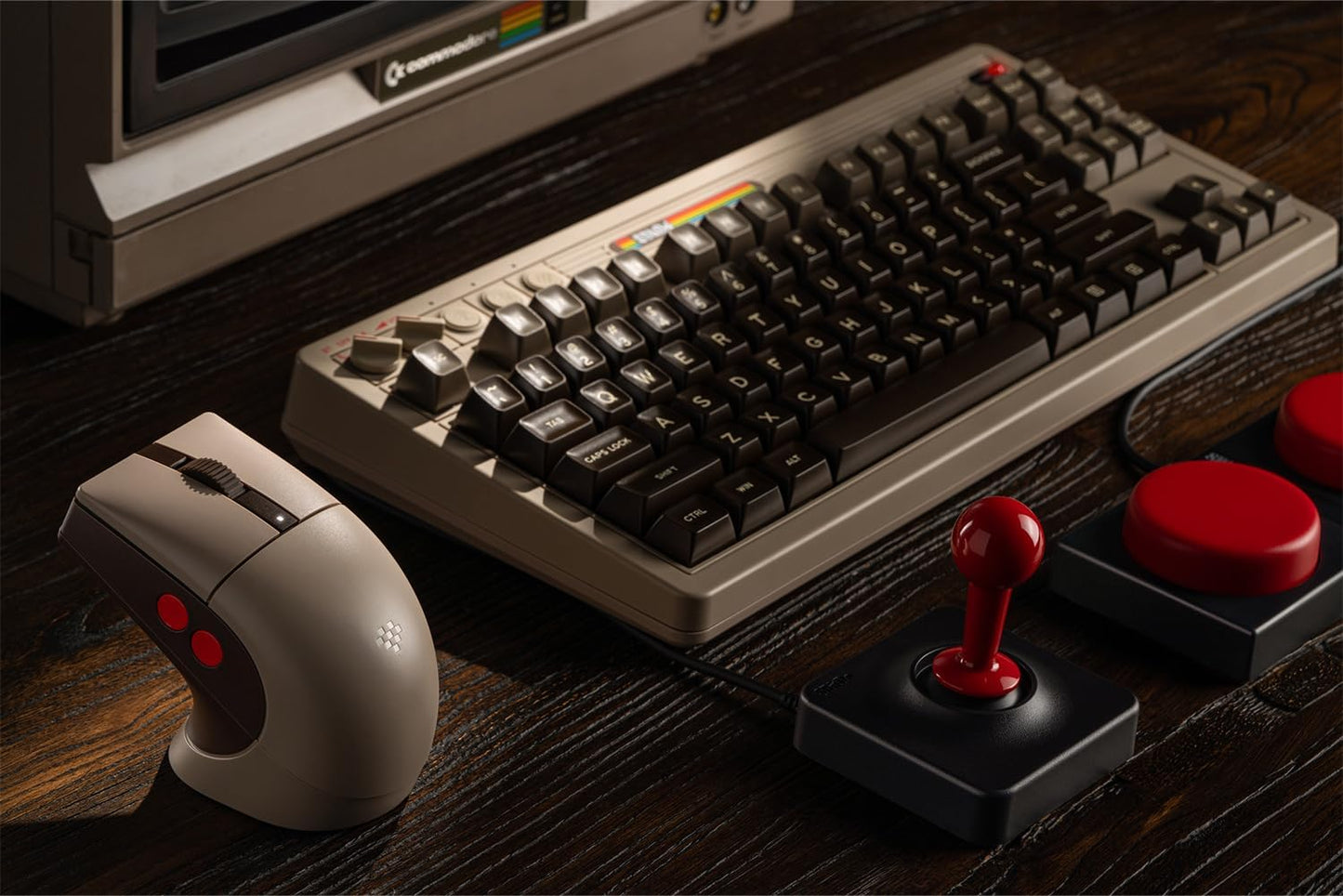 8Bitdo Retro R8 Mouse with Charging Dock, PAW 3395 Optical Sensor DPI 26K, 4K Polling Rate, Programmable Buttons, HUANO Micro Switches, Ambidextrous - C64 Edition