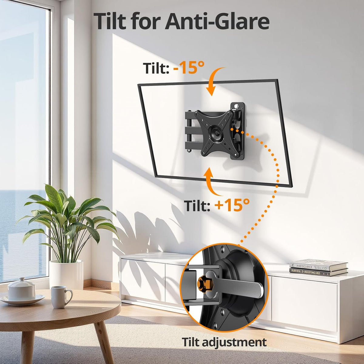 Full Motion TV Monitor Wall Mount Bracket for Most 13-32 Inch LED LCD Flat Curved Screen, Max VESA 100x100mm up to 33lbs, 360° Rotation Swivel Tilt Extension，Adjustable Articulating Arms