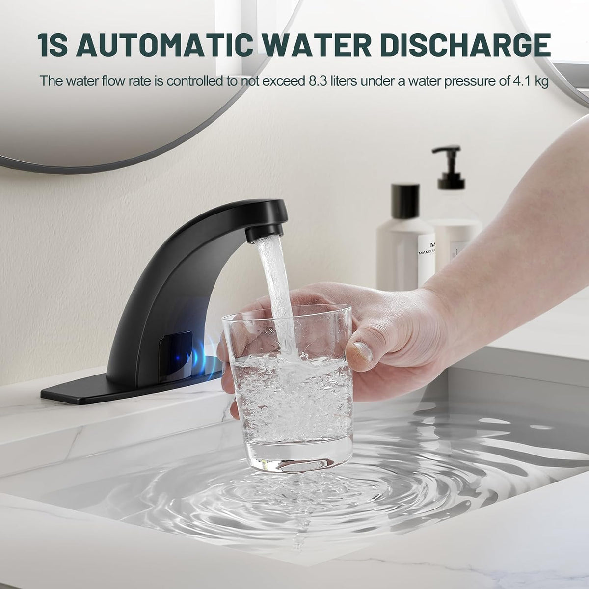 Touchless Bathroom Faucet, Sensor Faucets, Matte Black