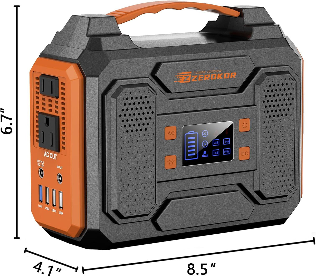 Portable Solar Generator 300W Portable Power Station with 60W Solar Panel | 110V Pure Sine Wave 280Wh Battery Solar Power Pack with USB QC3.0 DC AC Outlet for Camping Smart Device RV Van Outdoor-Orange
