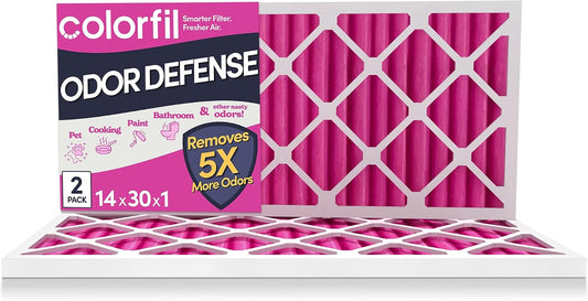 Colorfil 14x30x1 Air Filter (2-Pack) | Made in the USA | Color Changing | Remove Cat and Dog Odor | MERV 8 for Pet Hair Dander and Dust | 13.75"x29.75"x0.75" Exact Size