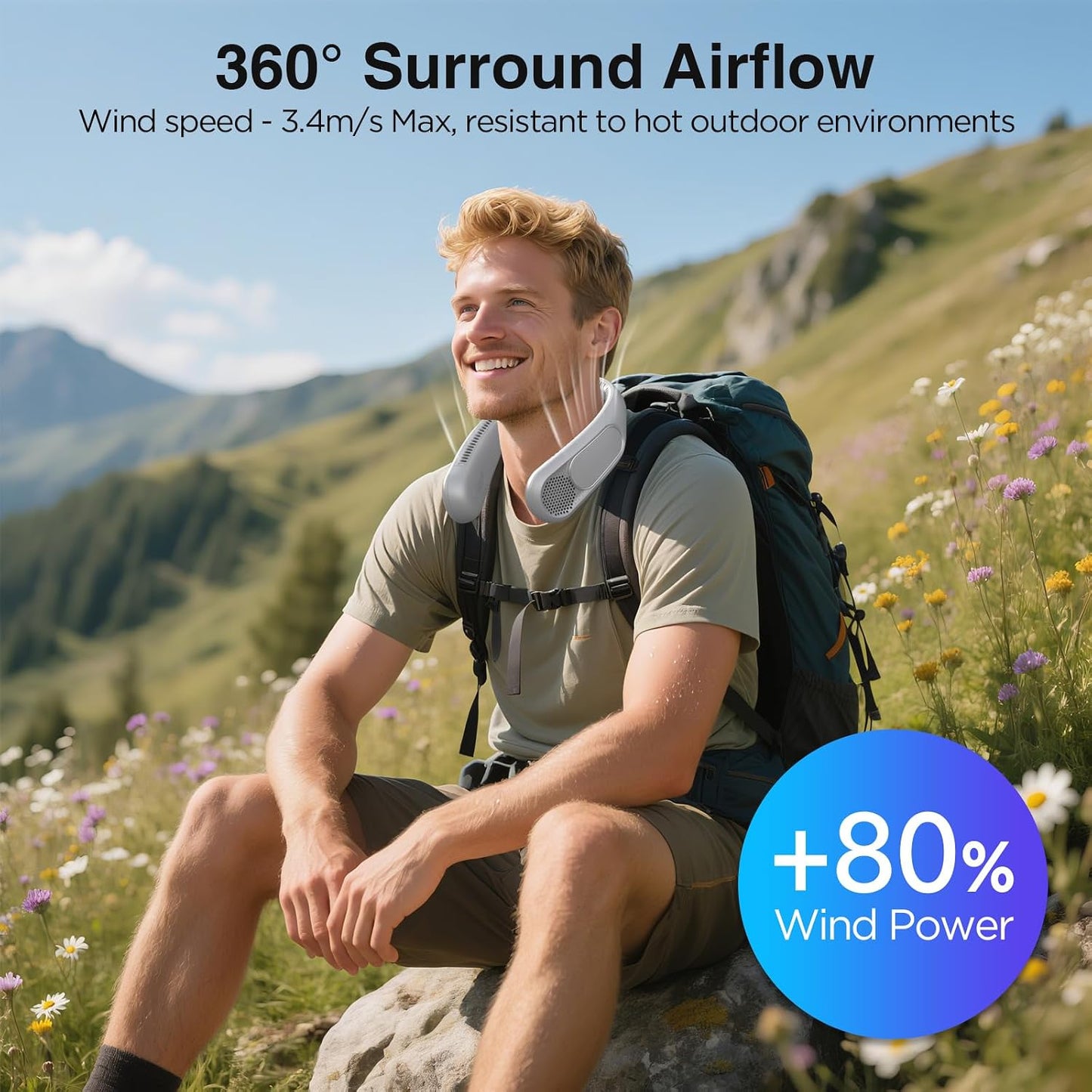 Hotsales Neck Fan, Bladeless Fan That Blows Cold Air, Portable Rechargeable | 6000 mAh Battery, 3 Speeds, Hands Free Wearable Personal Cooling Fan for Men and Women, Travel, Outdoor, USB Rechargeable