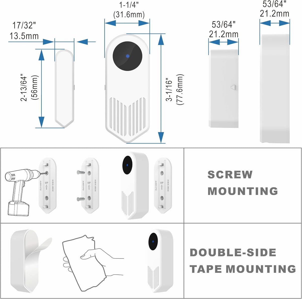 UHPPOTE 2.4GHz WiFi Wireless Smart Door Contact Sensor Window Open Detector | Tuya App Notification, No Hub Required, Compatible with Alexa Google Assistant (1 Pack)