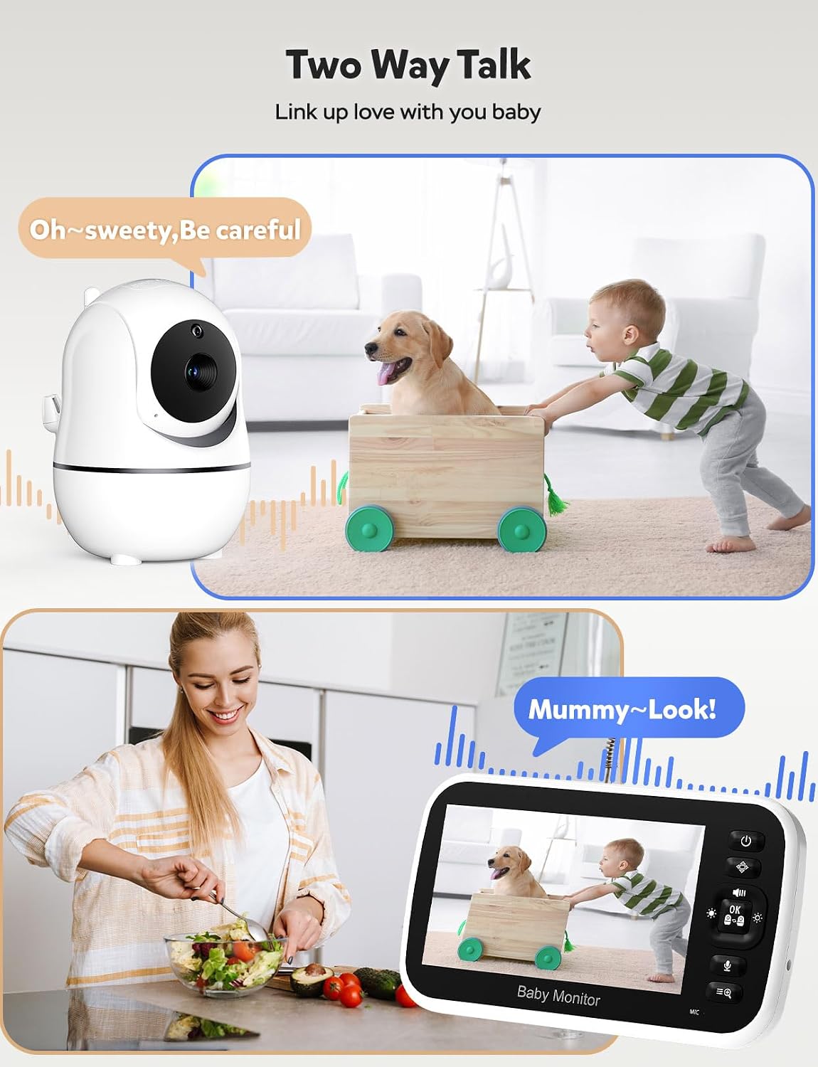 GoodBaby 5" Split Screen Baby Monitor with 2 Cameras and Audio