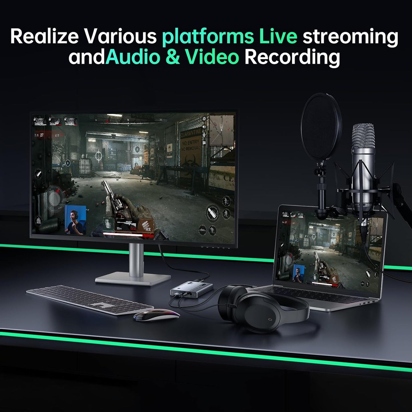 USB3.0 HDMI Capture Card, 4K Passthrough, 1080P60 2K30 Recording | Aluminum shell, low latency. For stream, record & online class; supports OBS, Twitch, Zoom, Teams, PS5, Switch, PC, camera