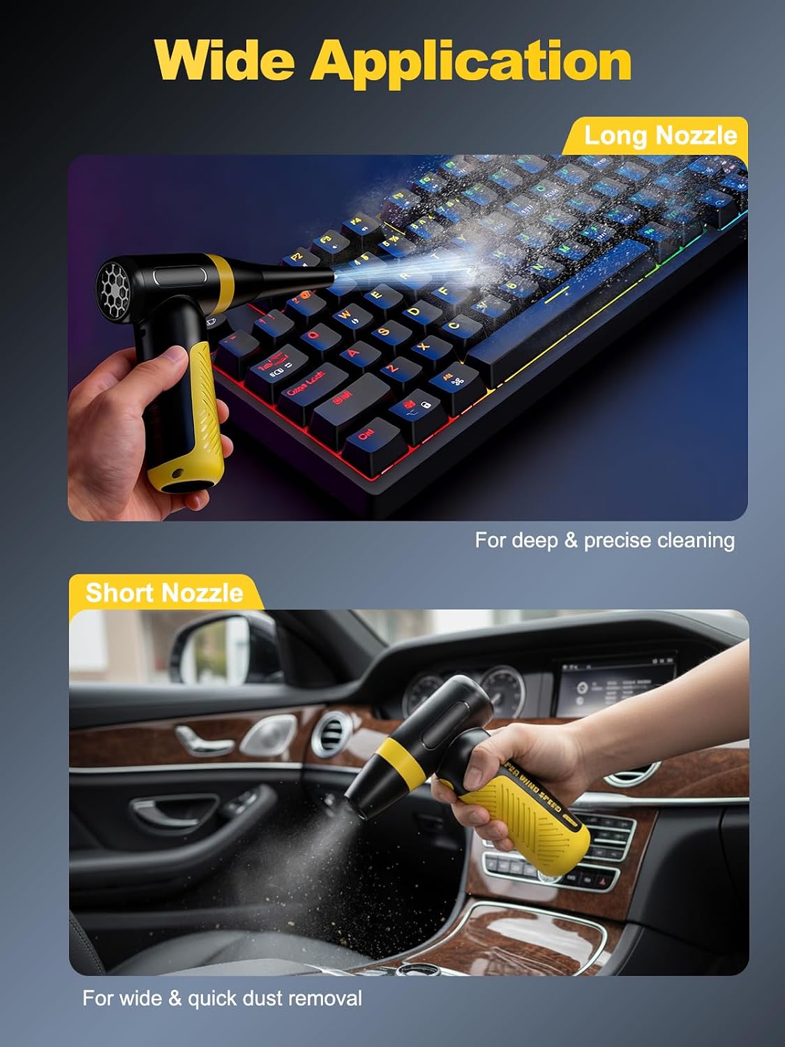Electric Compressed Air Duster & Blower, 150000 RPM, 3 Speeds | Adjustable Airflow, Cordless Mini Blower, USB Rechargeable 5V/2A, Portable Dust Remover for Computer, Keyboard, Car