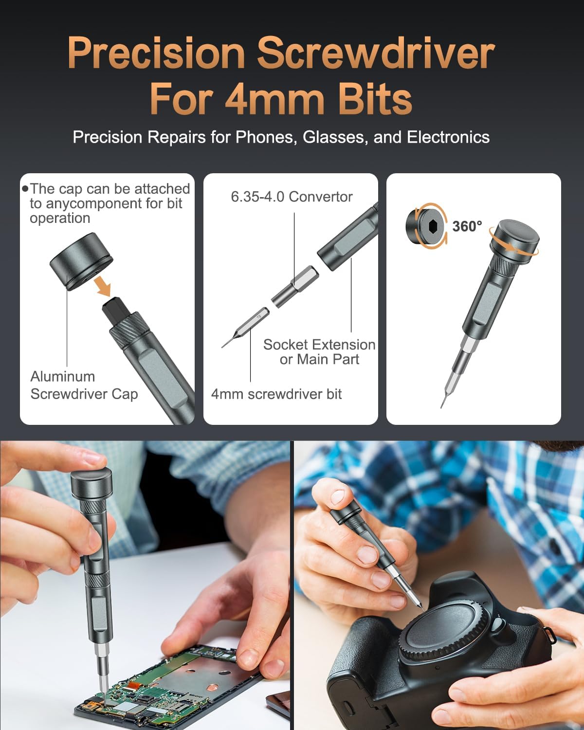 74 in 1 Magnetic Screwdriver Set, Multi Bit Ratchet Screwdriver Set with Detachable Handle, Repair Tool Kit for Furniture, Precision Electrical Appliance, Bicycle, Ring Doorbell, DIY, Watch