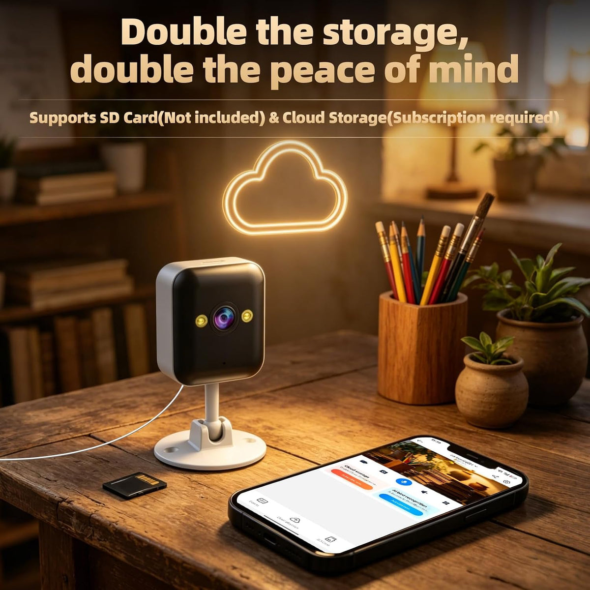 JOOAN 2K Indoor Outdoor Security Camera, 2.4G WiFi, IP66 Waterproof, Motion Detection, 2-Way Audio, Color Night Vision, for Baby/Elderly/Cat/Dog, Multi-User Shared, Local & Cloud Storage, Plug-in