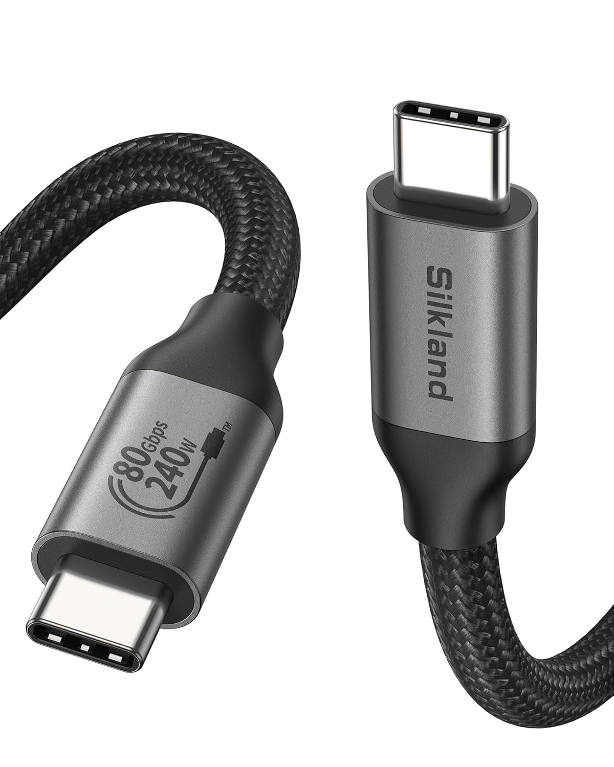 Silkland 80Gbps USB 4 for Thunderbolt 5 Cable, [USB-IF Certified] 120Gbps Bandwidth for 16K/Dual 8K, 240W Charging, High Speed USB C Cable Compatible Thunderbolt 4, MacBook,iPhone 17, Mac Mini,SSD,4FT