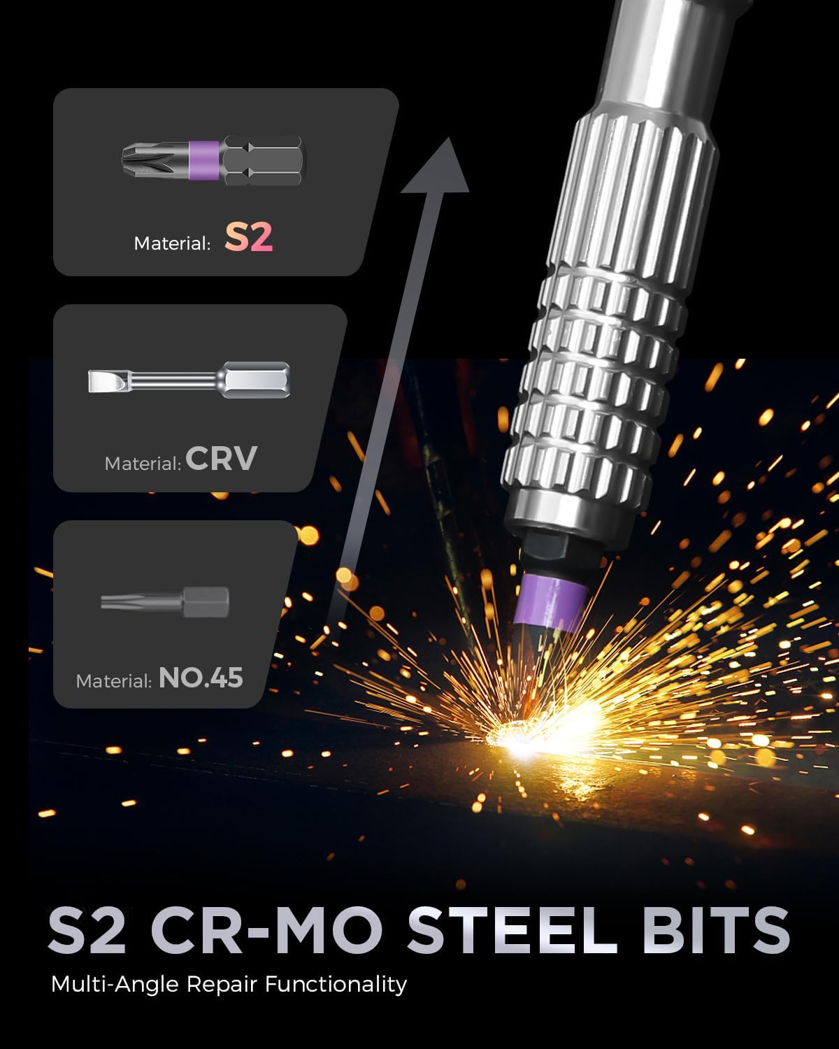40 in 1 Ratchet Screwdriver Set, Magnetic Ratchet Screwdriver, S2 Steel Bit | Detachable Handle Strong Magnetic Design, Compact Ratchet Wrench Tool Kit for Electronics, Furniture, Bicycle, Home Repair