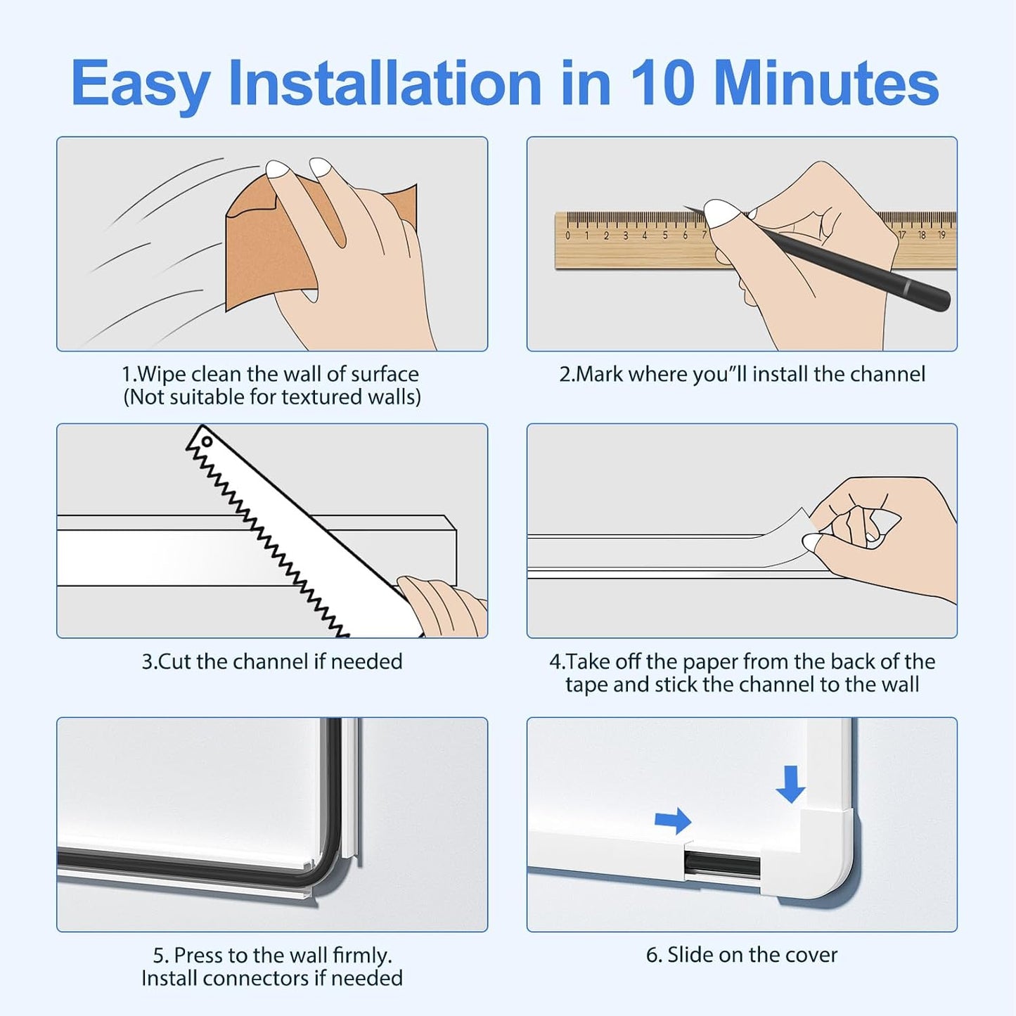 Yecaye Cord Hider, 113in One-Cord Cable Concealer, Cord Covers for Wires on Wall, Easy Install Cable Management Kit for 2 Small Wires, Cables Raceway Home Office, W0.59in H0.4in, White