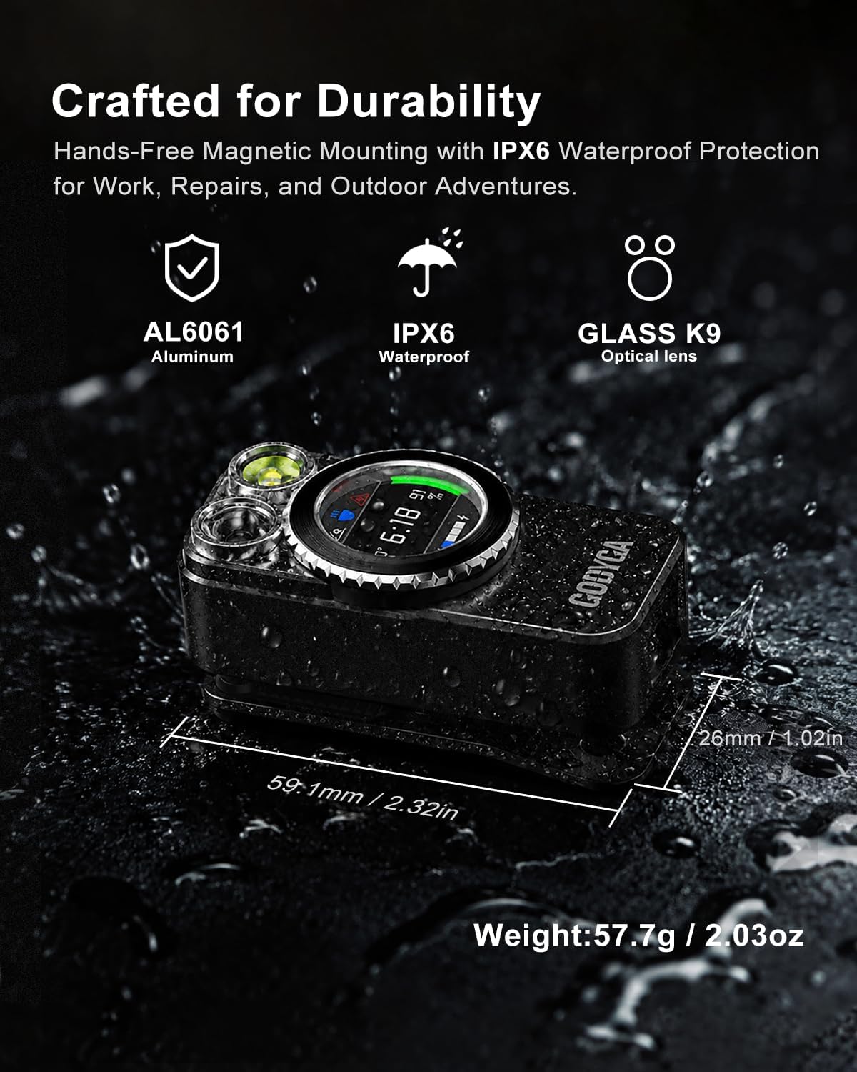 GODYGA TorchEye UDA 7-in-1 EDC Flashlight with Laser Distance Meter, Digital Angle Finder, 650 LM White & 365 nm UV Light, Area Calculator, Height Measurement, IPX6, Rechargeable Magnetic Work Light