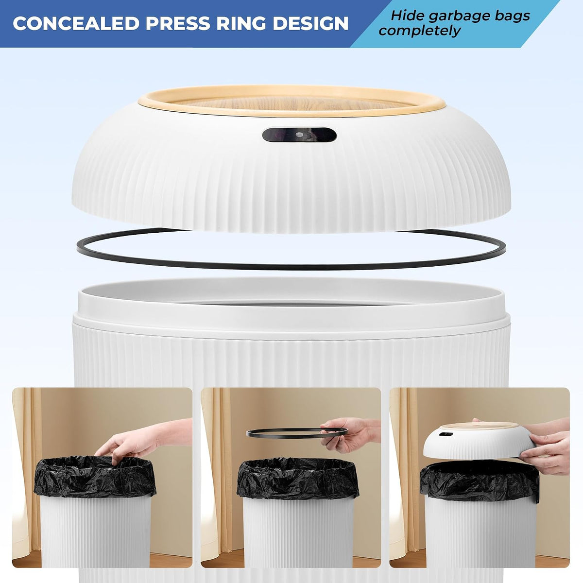 Pukomc Smart Sensor Wastebasket, Convenient and Hygienic Easy to Use
