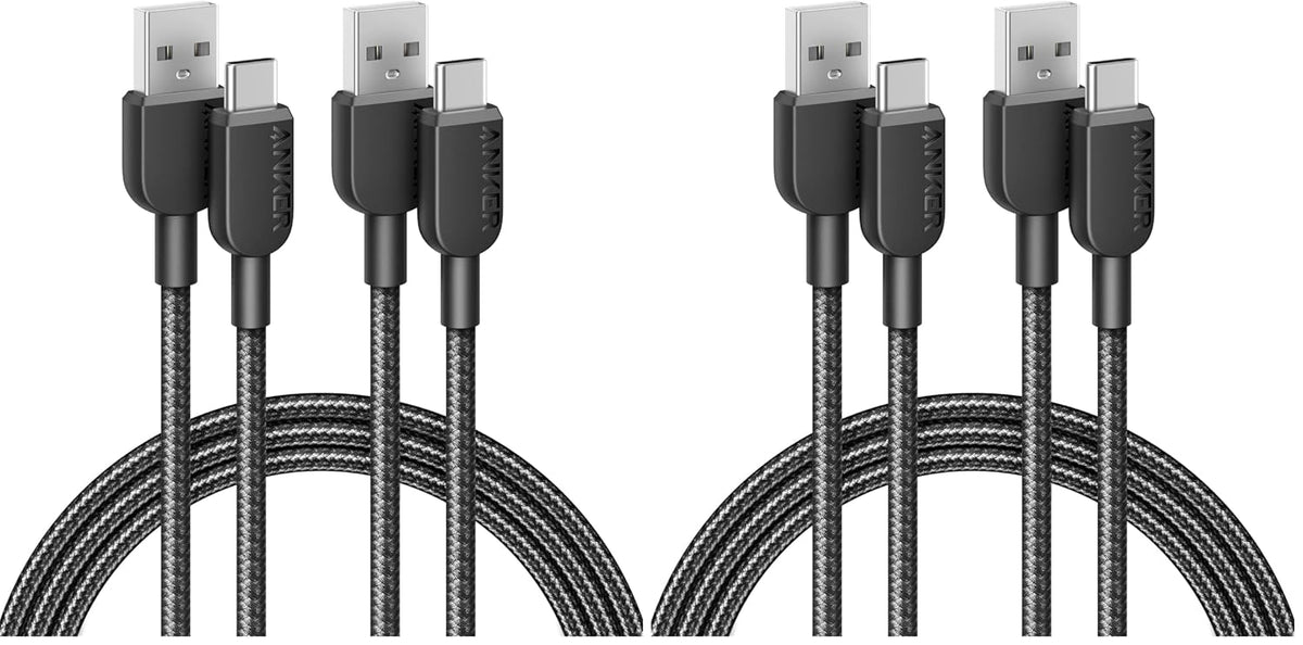 Anker USB A to USB C Cable, Charger Cord (2-Pack, 10 ft, Black) | For iPhone 17 Series, Samsung Galaxy Note10 / S10+ / S10, LG V30, and More