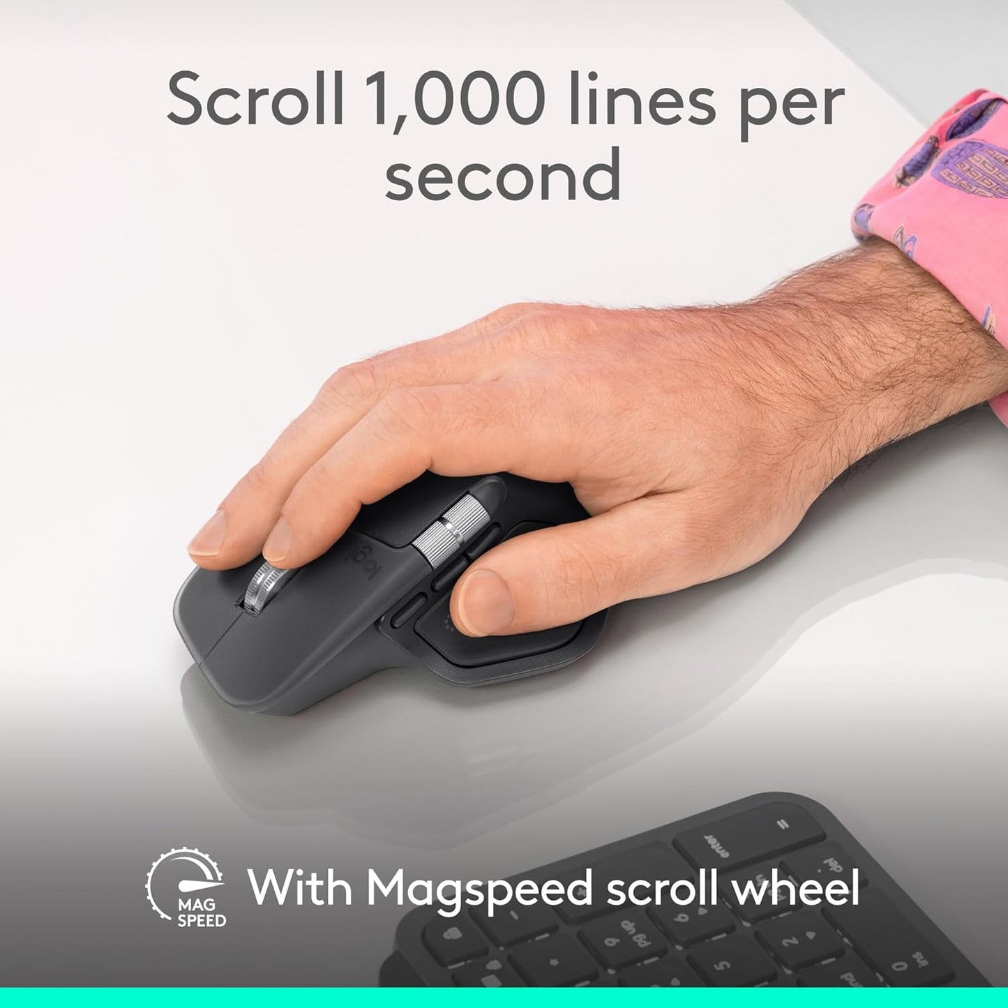 Logitech MX Master 4 Ergonomic Wireless Mouse with Haptics - Graphite | Advanced performance haptic feedback, ultra-fast scrolling, USB-C charging, Windows, MacOS compatible