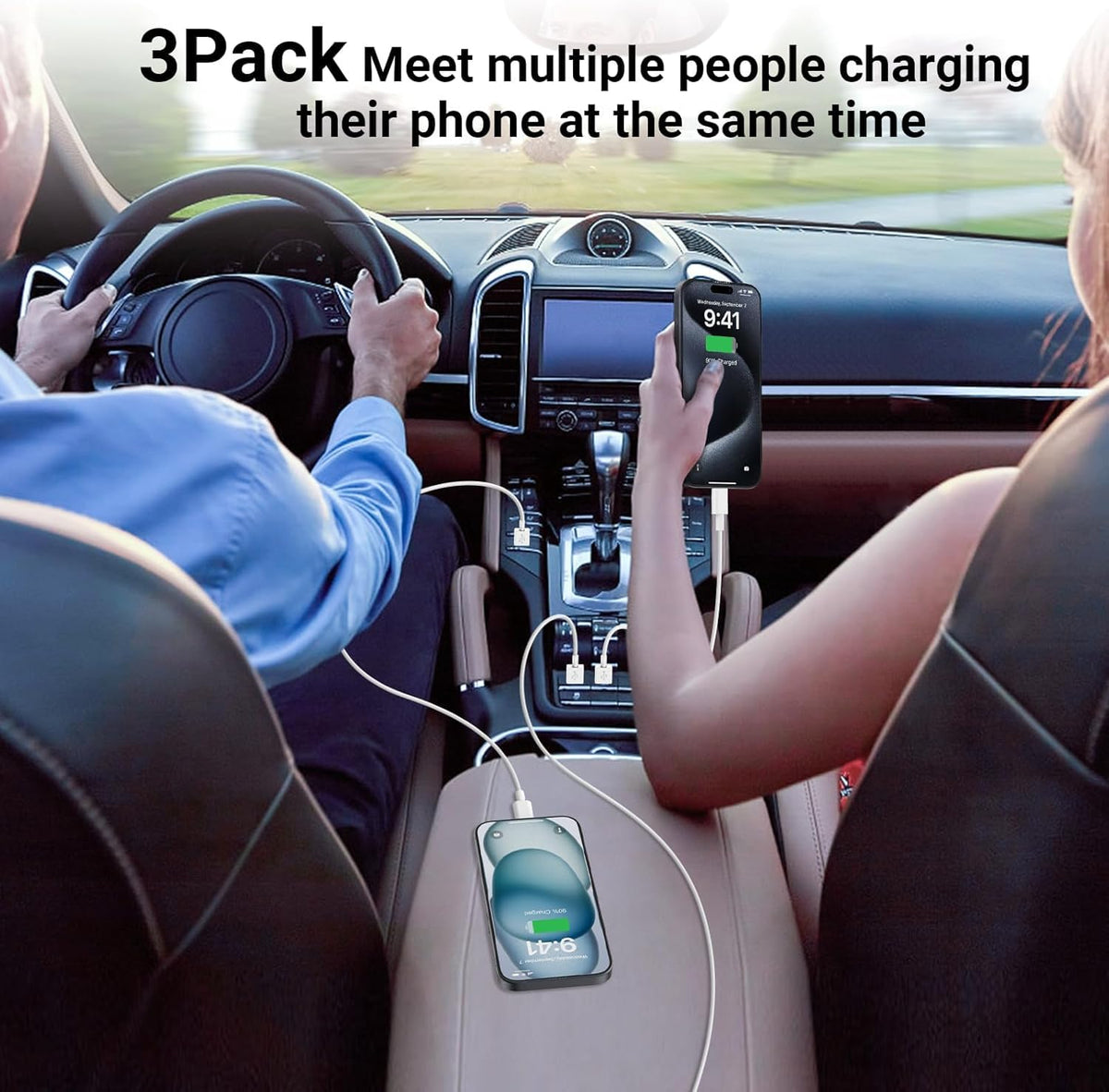 Car CarPlay Cable for iPhone 17, 16, 15 USB C Charger Cord, 3-Pack 3FT USB A to USB C Charging Cable for Apple iPhone 17/17 Pro/Air/16e/16/15 Pro Max/Plus Cord, for iPad Pro/Air 6th/5th Gen