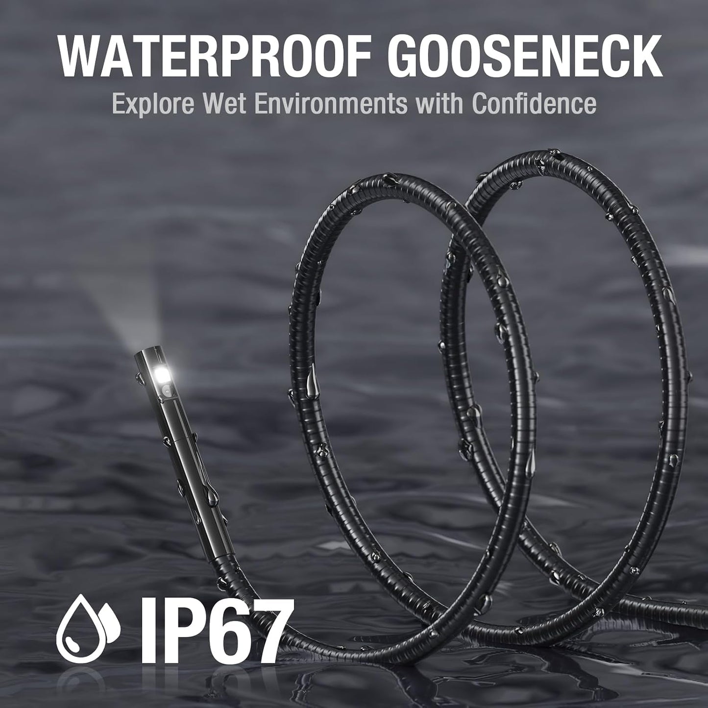 Teslong 5'' Dual Lens Borescope Camera for Wall & Engine Inspection | IPS Screen 16.5FT Cable Industrial Endoscope with 7 LEDs, Waterproof Fiber Optic Snake Scope for Automotive, HVAC, Plumbing