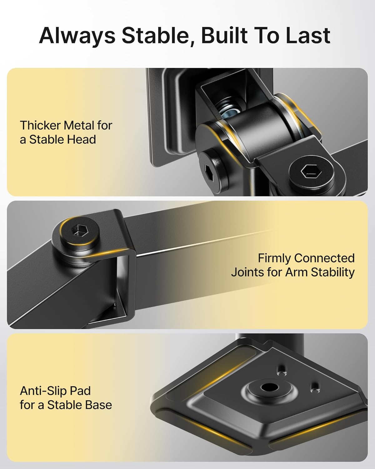 monTEK Heavy-Duty Dual Monitor Stand for 17-32", 22 lbs Each | Adjustable dual monitor mount, full-motion arms, clamp/grommet bases, cable management and VESA 75/100