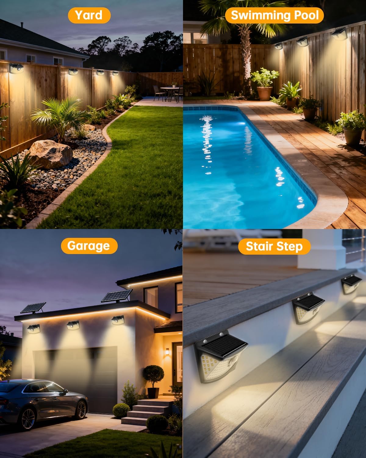 Aootek Solar Motion Sensor Lights Outdoor 120 LEDs, Black, 2 Pack