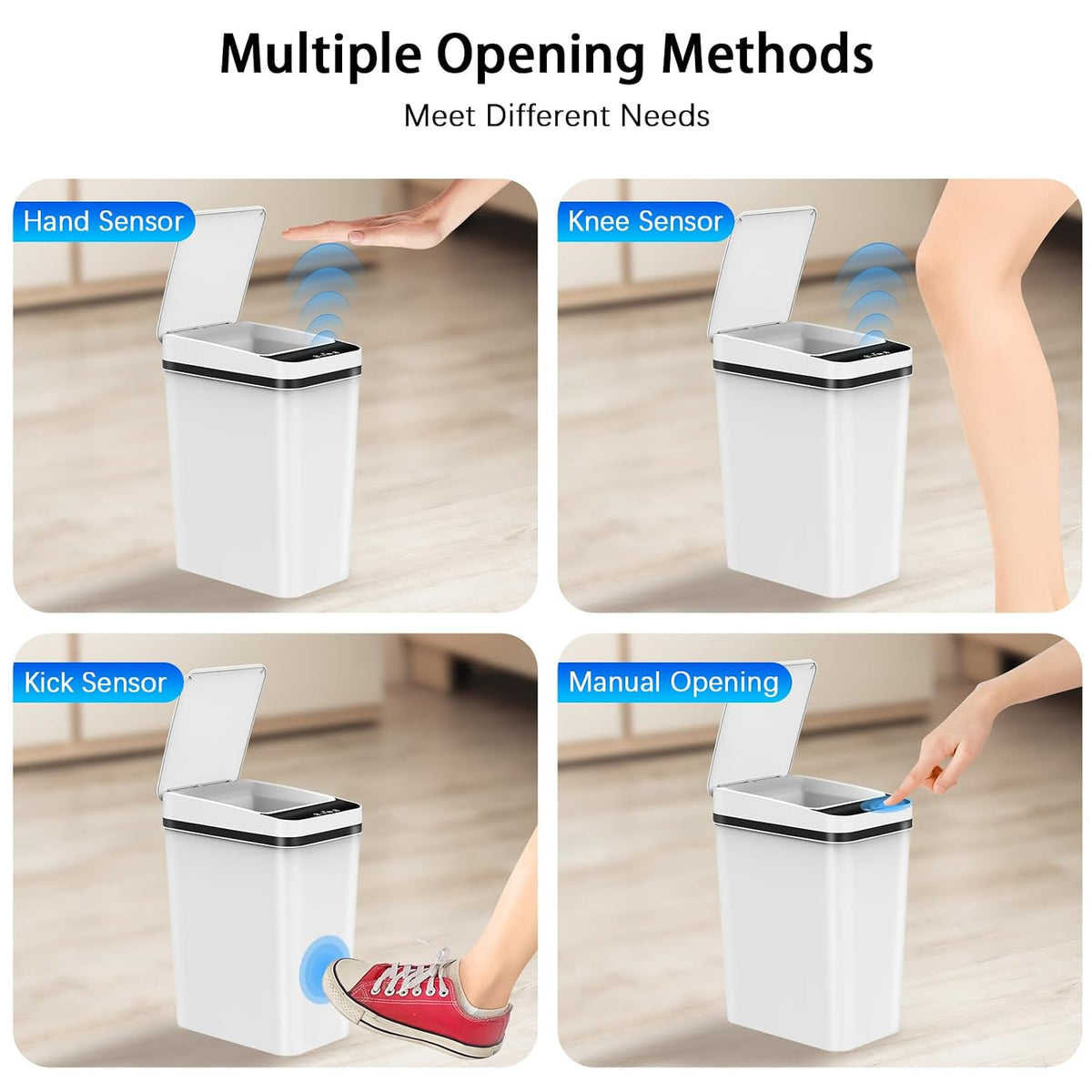 Kssvzz 3 Pack Automatic Small Bathroom Trash Can with Lid (2.5 Gallon)