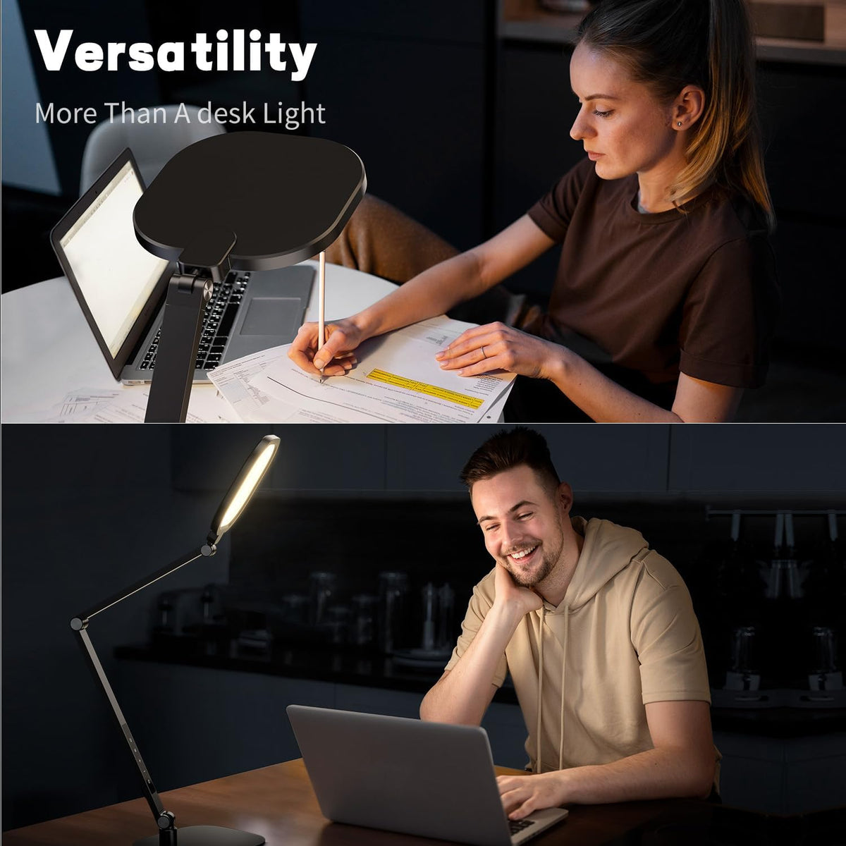 LitONES LED Desk Lamp for Home Office, Soft Edge-lit Design - Modern Style | Eye-Caring Diffused Light, Professional Computer Light for Reading, Crafts & Zoom, Dimmable with 30 Modes, Memory & Timer
