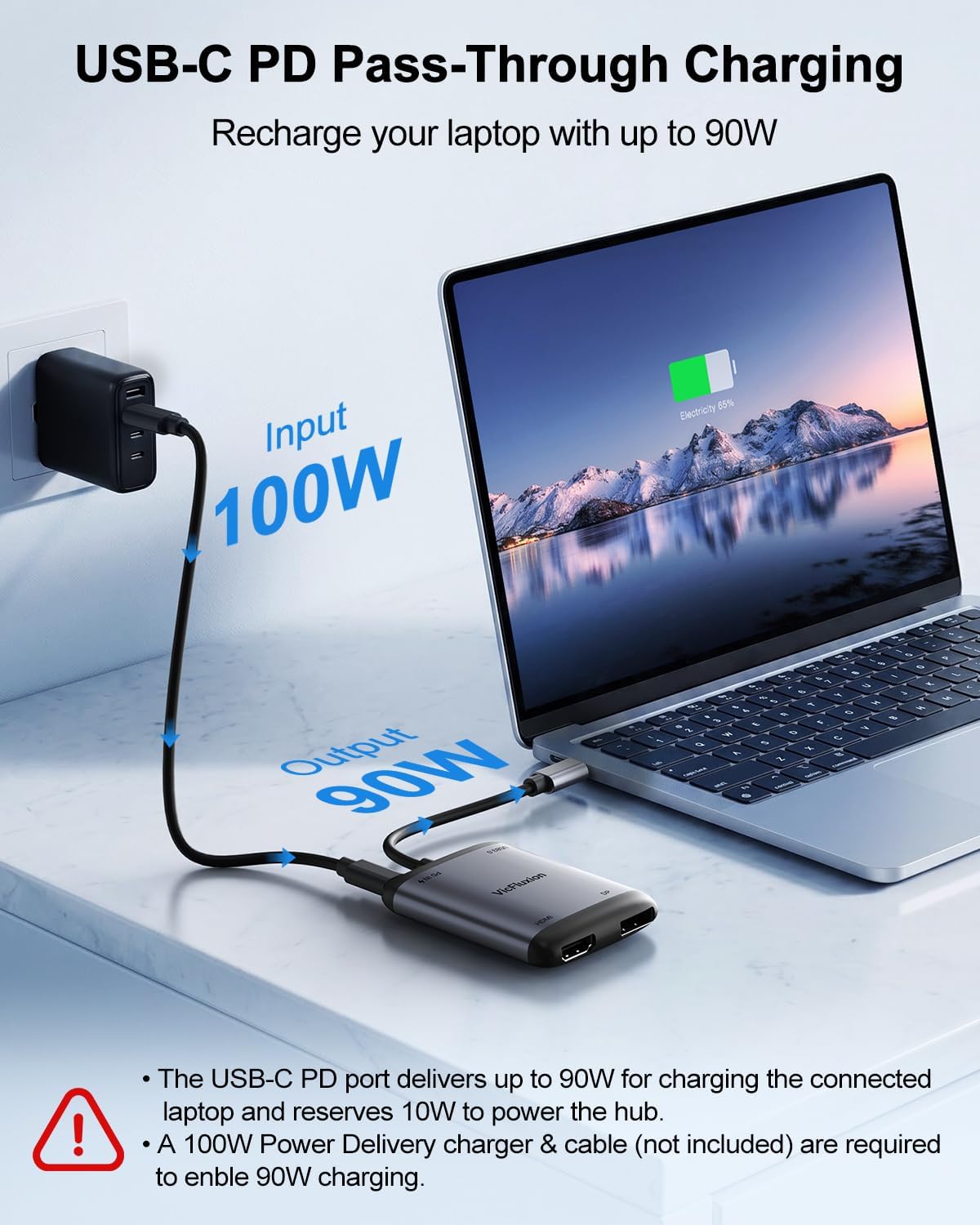 USB C to HDMI & DisplayPort Adapter, Laptop Dual 4K@60Hz Monitors Adapter