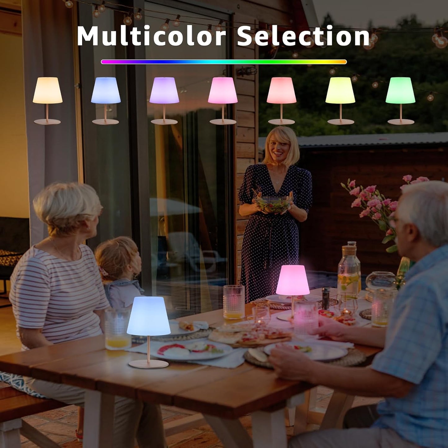 uuffoo 2 Pcs Mini Touch Shower Lamps Waterproof with 2-Step Warm White | Soft Light for Eye Care,Cordless Recharge lamp,RGB,IP44, Dual Plug USB Charging Cable, Color Temperature Memory (Wood Grain)
