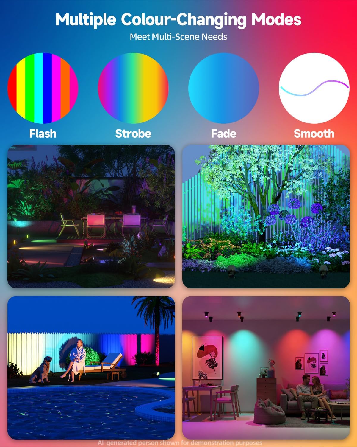 Color Changing MR11 LED Bulb 12V 3W Smart Bluetooth Bulb 2-Pack