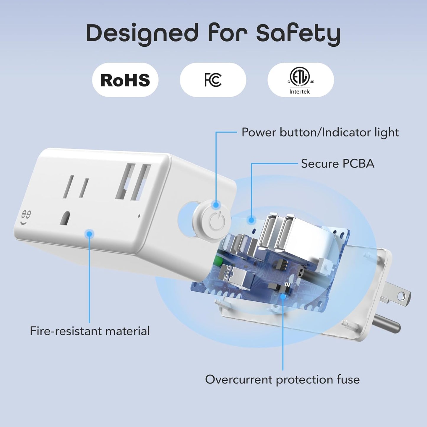 Geeni Switch + Charge Multi Port Smart Wi-Fi Plug with 2 USB Ports, Energy Saving Outlet with App Control, Compatible with Alexa and Google Home