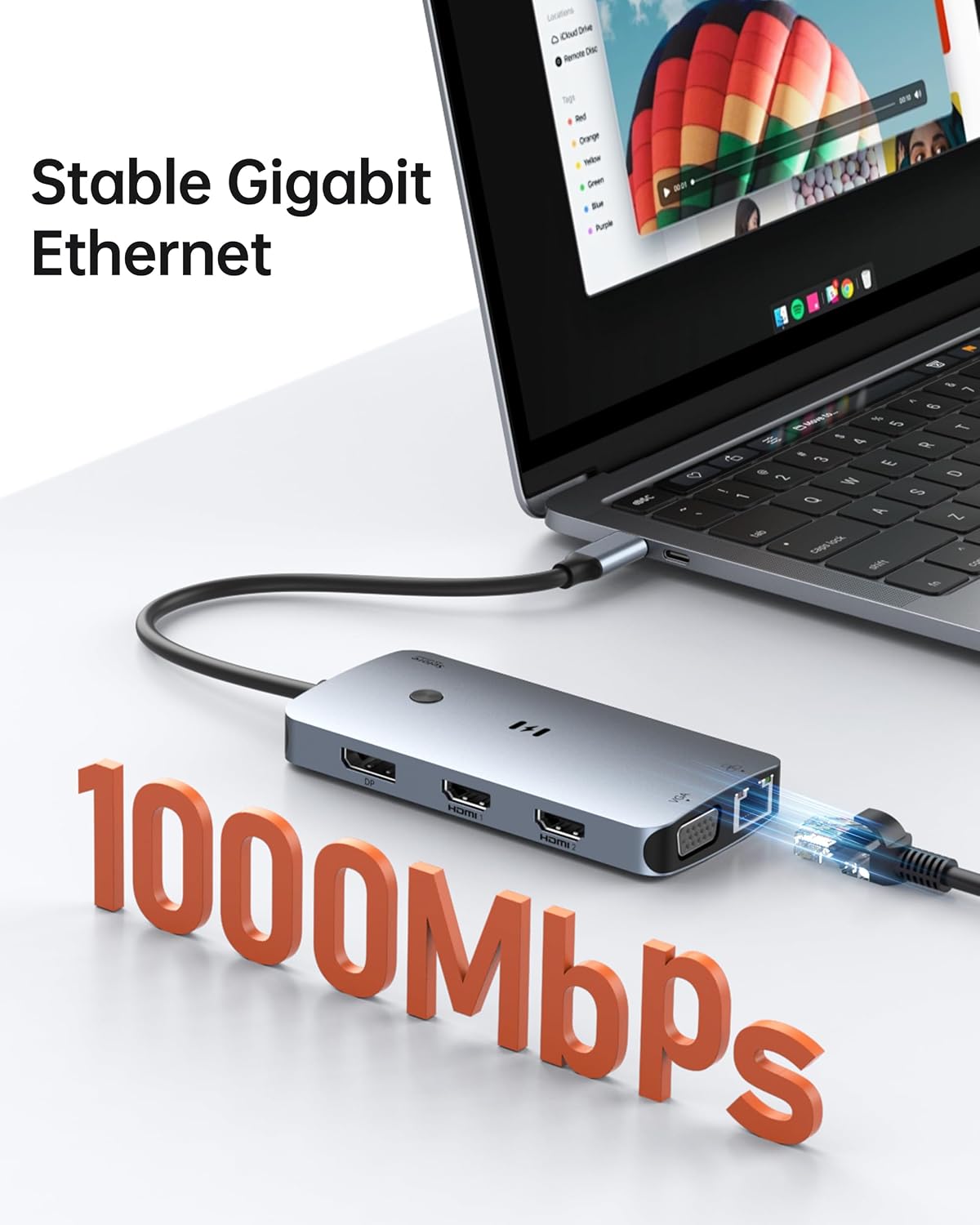 Selore USB C Docking Station Dual Monitor,Laptop Docking Station 3 Monitors | Dual/Triple/Quad display, 2 HDMI+DP+VGA, 100W PD input, 1Gbps Ethernet, 5Gbps USB-A/C, USB C Hub Dongle for DELL, HP and More