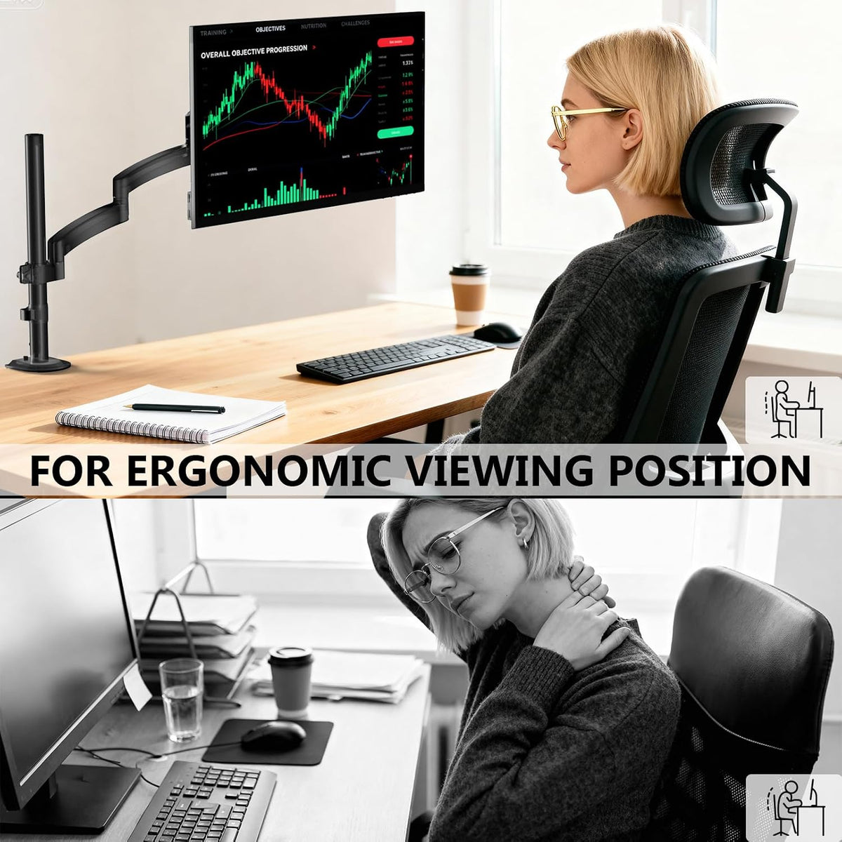 WALI Extra Long Single Monitor Arm for 13-32 inch Screens, up to 19.8 lbs