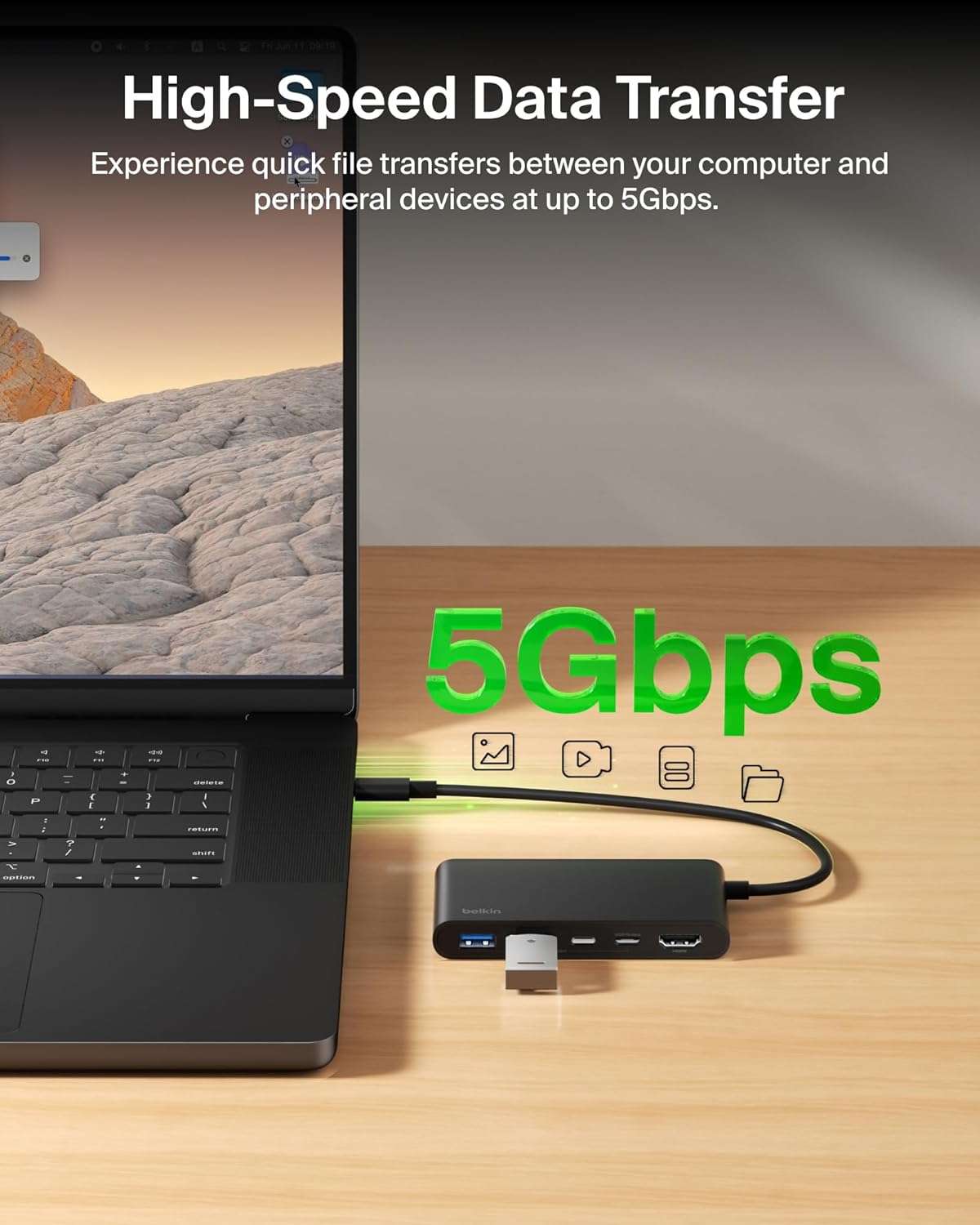Belkin USB-C Hub 5-Port 4K HDMI 2.0 100W PD for MacBook, iPad & laptops