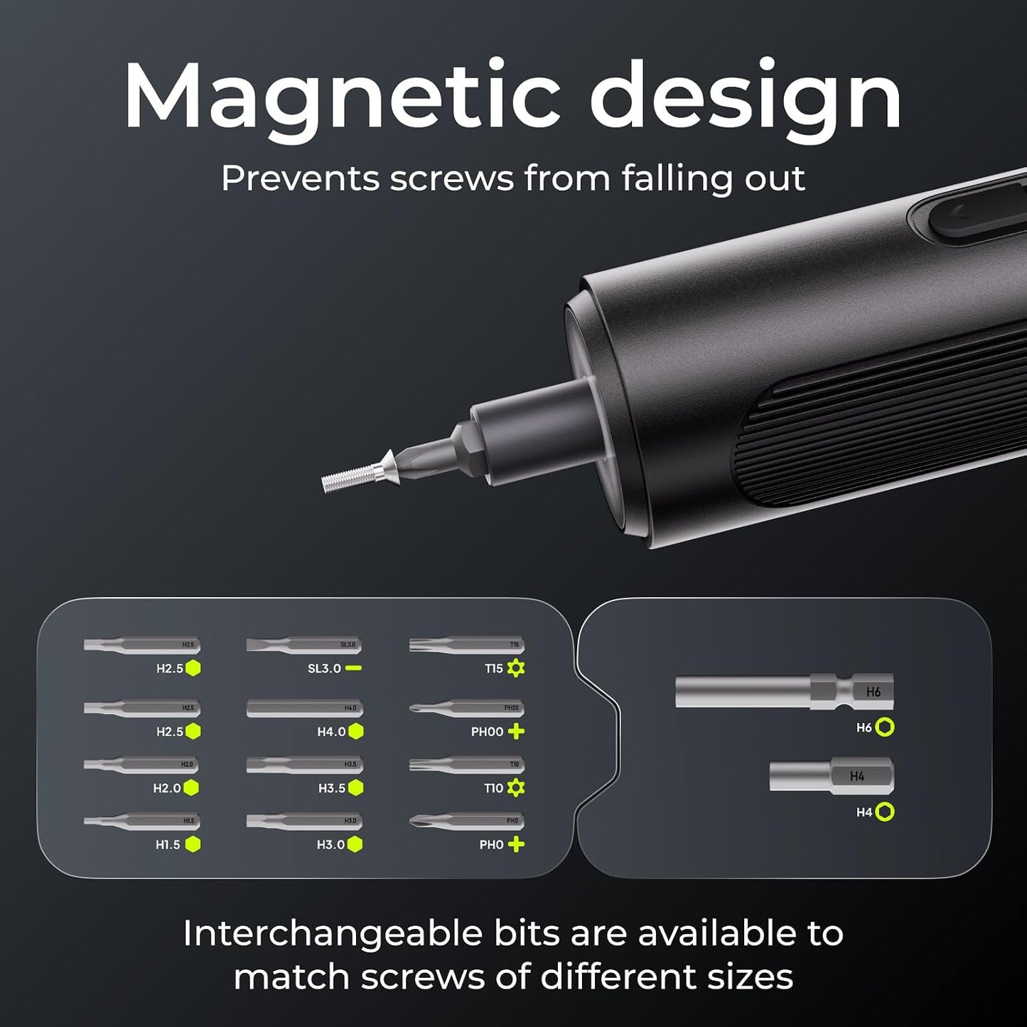 ELEGOO Electric Screwdriver Set with 33 Magnetic Bits and 3 Torque Setting | Max 10 N.m, 1500mAh Rechargeable Cordless Screwdriver, LED Light, Mini Power Screwdriver Tool Kit for 3D Printer, PC, Camera