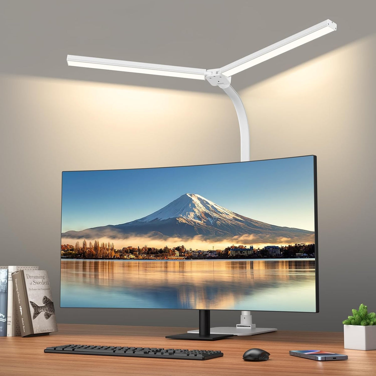 LED Desk Lamp Architect Task Light Dual Head Modern Flexible Gooseneck Tall