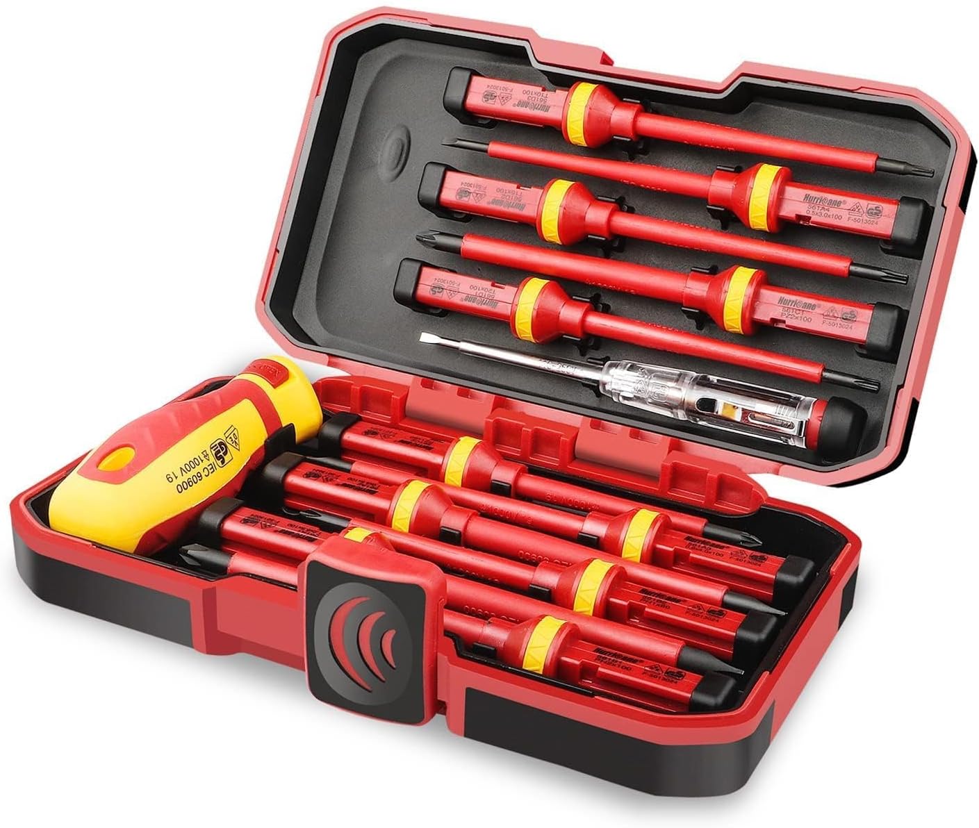 HURRICANE 1000V Insulated Electrician Screwdriver Set, 13 Piece Professional Electrical Screwdriver Set, CR-V Steel Magnetic Phillips Slotted Pozidriv Torx, Insulation VDE & GS Certified Screwdriver