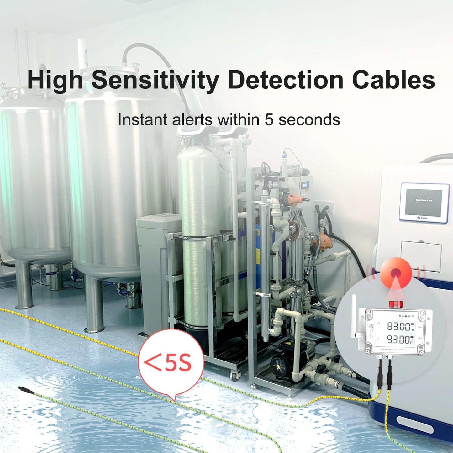 LD1-AETH2L Leak Detector - WiFi and Ethernet, Double-Sided Detection with Alerts, DC12V Relay.No Hub Required