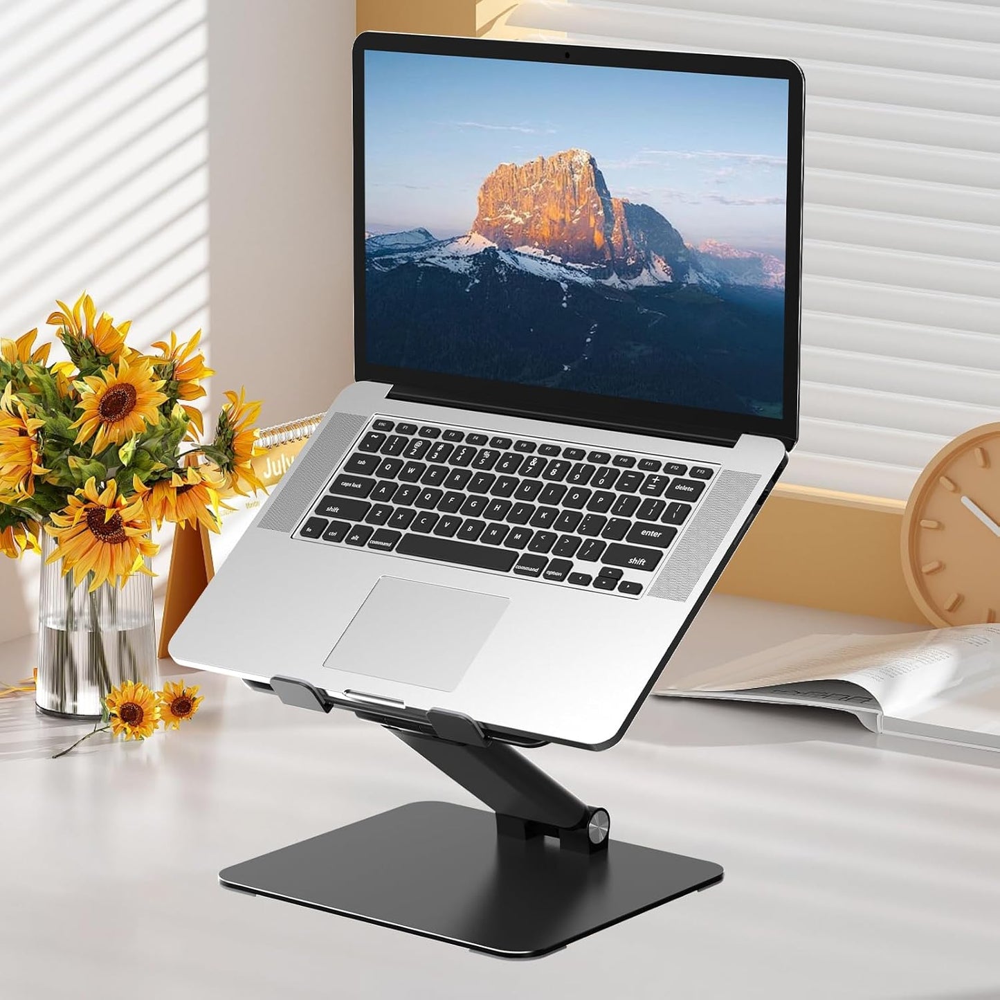 Tonmom Adjustable Laptop Stand for Desk, Metal Foldable Laptop Riser | Portable Laptop Holder, Ventilated Cooling Computer Notebook Stand Compatible with 10-17.3” Laptops