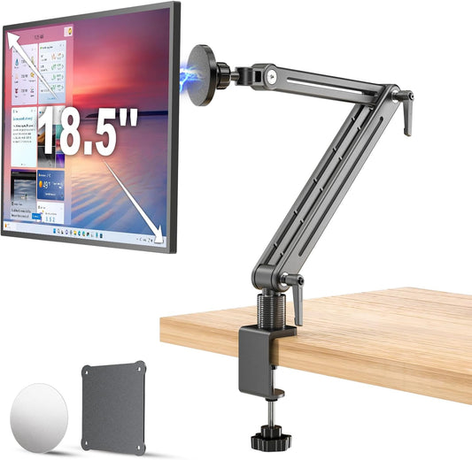 Jakeko Magnetic Portable Monitor Holder Arm - Heavy Duty Solid Aluminum 75mm VESA Mount Desk Clamp 8.3" 12.9" 15.6" 16" 17.3" 18.5 inch 360° Swivel Base with Cable Clips