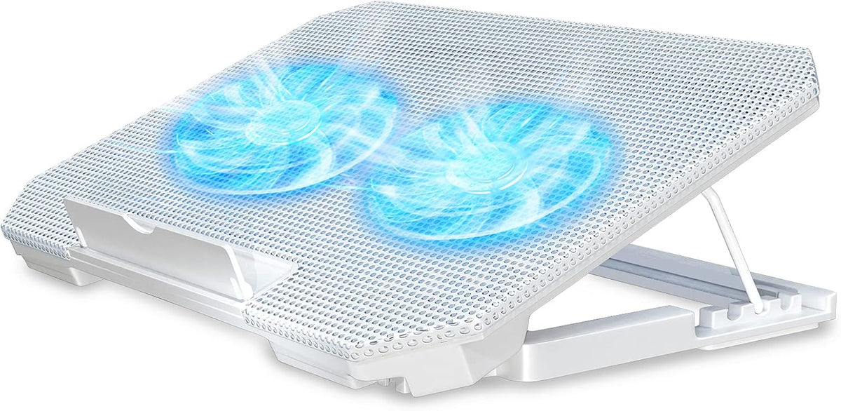 LIENS Laptop Cooling Pad with Adjustable Height Two 5.1 Inches Fan 2 USB Ports Suitable for 12"-15.6" Laptops（Black）