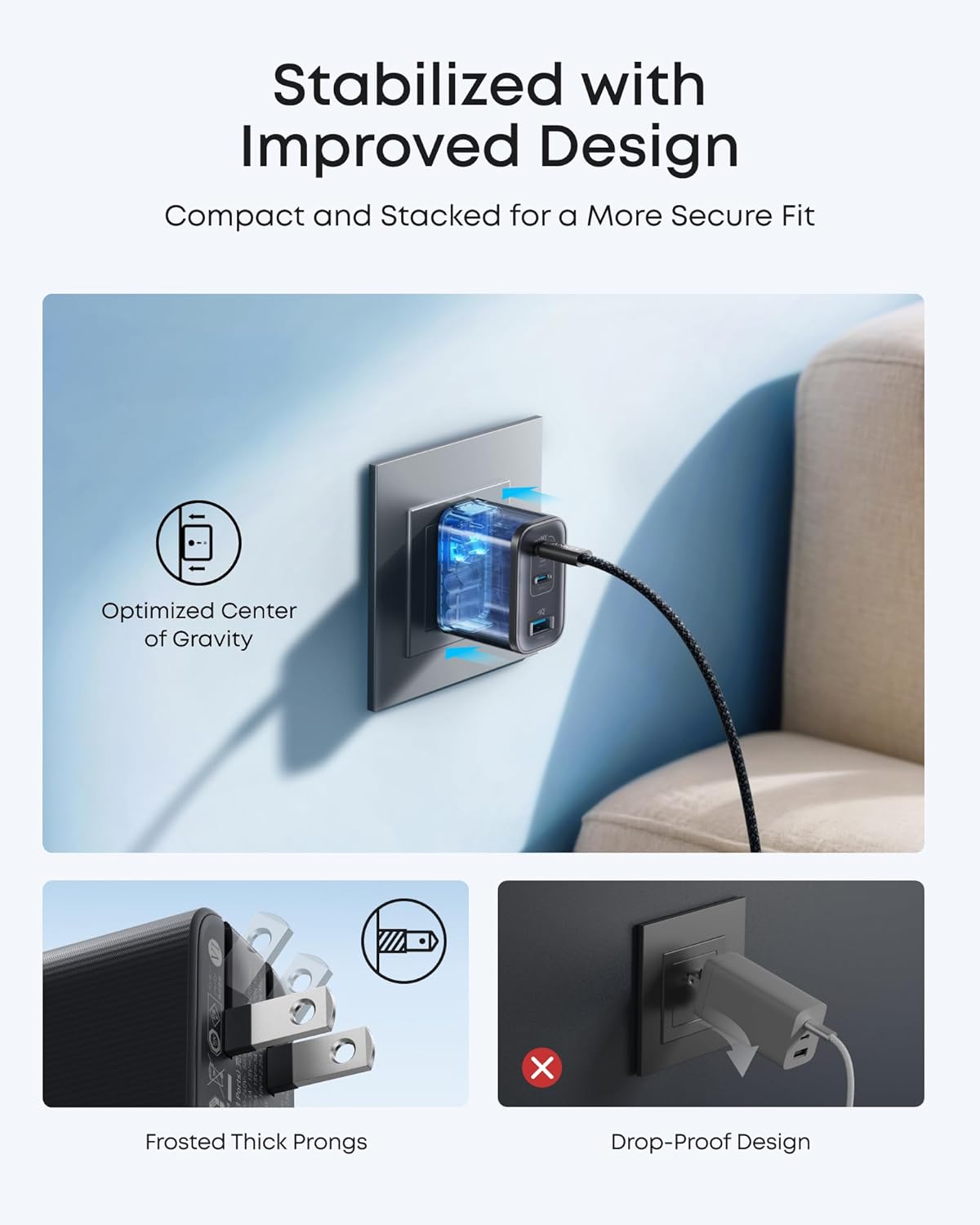 Anker Nano 70W Max 3-Port Fast Charger USB C, Type C Charger Fast Charging | Compact and Stylish USB C Charger Block, for iPhone 17/17 Pro Max/16 Series, MacBook Pro, iPad (Black, Cable Included)