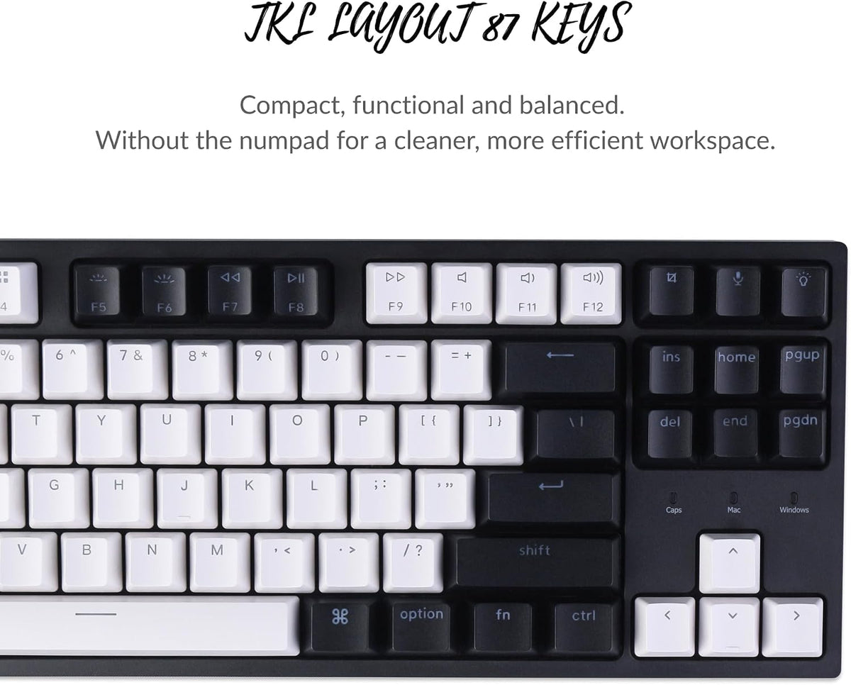 Keychron C1 TKL Mechanical Gaming Keyboard – Tactile Brown Switches, RGB Backlit Compact Wired Keyboard for Mac & Windows, White