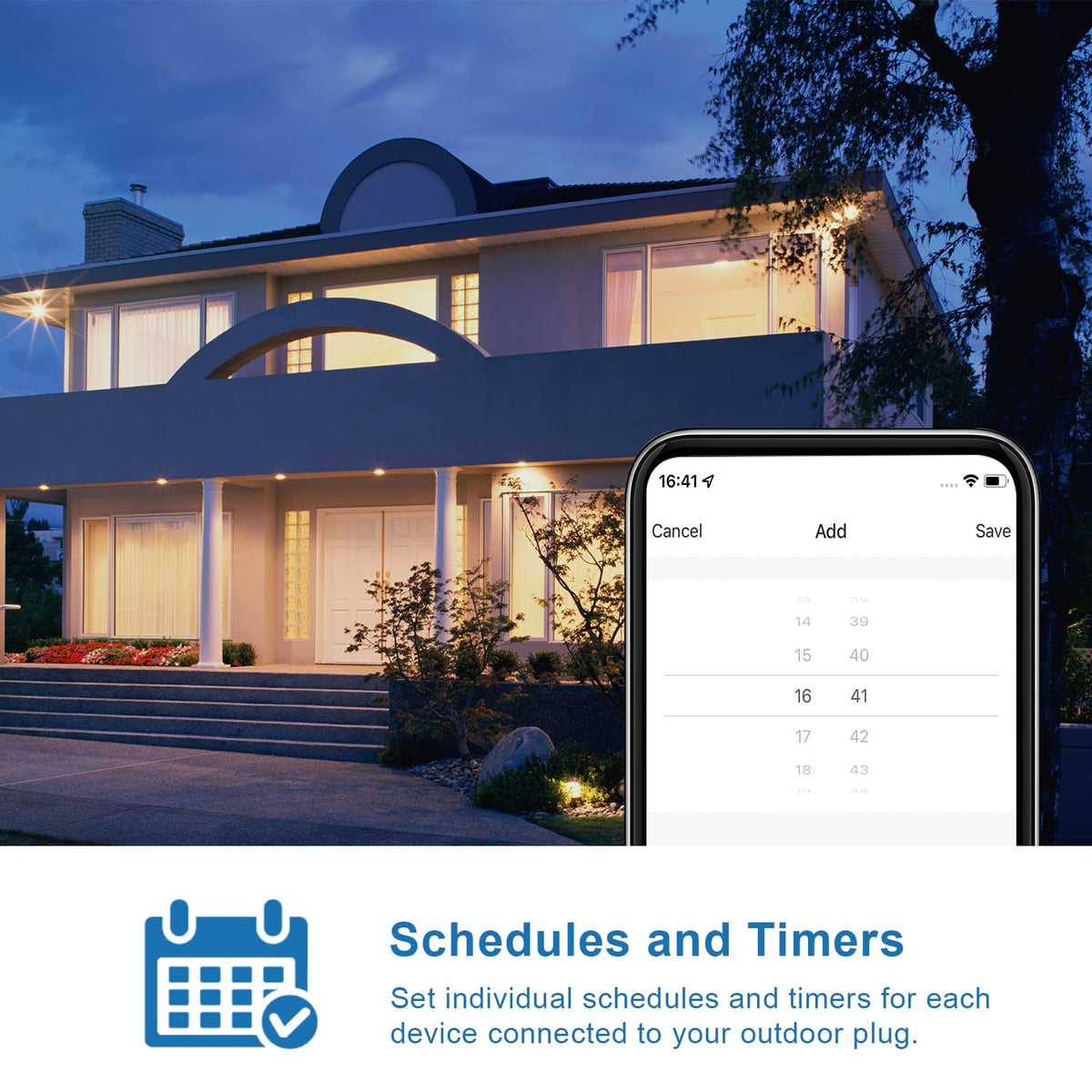 New One Outdoor Smart Plug, 2.4G WiFi Outdoor Outlet with Dual Outlets, Compatible with Alexa, Google Home, Smart Life, Wireless Voice Remote Control, IP65 Waterproof, 125V 15A ETL FCC Certified