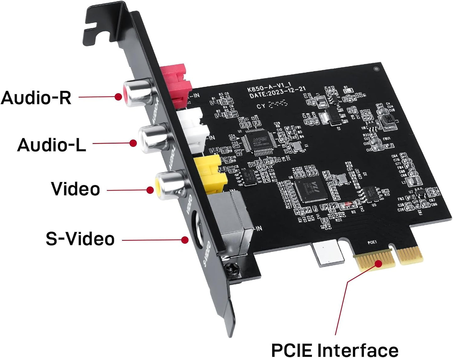 PCIE Video Capture Card, Ultra-Low Latency Pass-Through Capture Board for Retro Gaming & Legacy AV Devices, Compatible with Windows 8/10/11 & Linux
