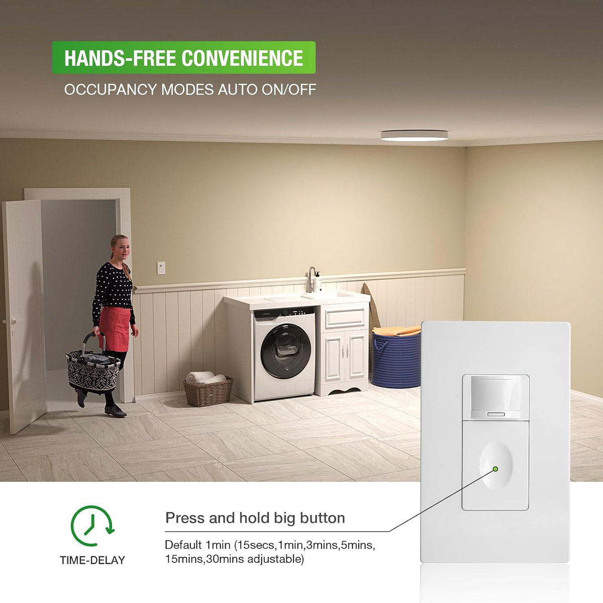 RAYZEEK PIR Motion Sensor Light Switch,No Neutral No Ground Wire