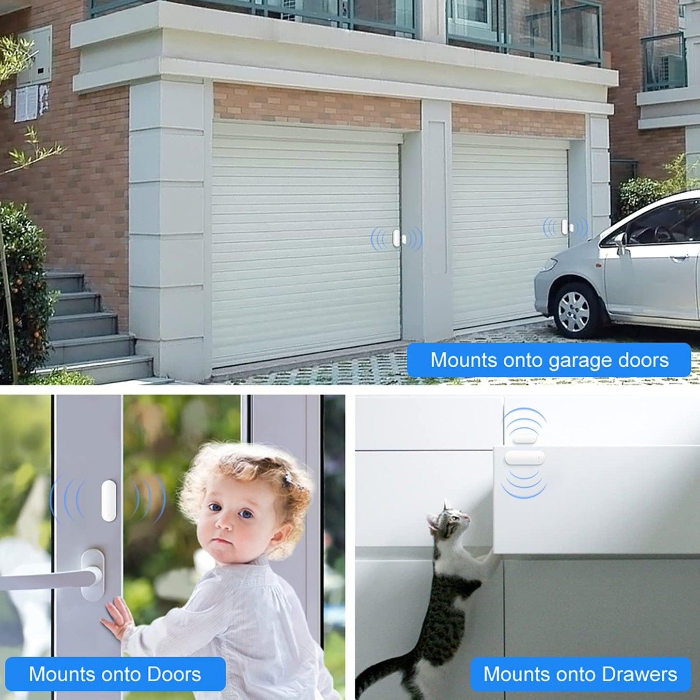 2 Pack WiFi Door Sensor: Window Contact Sensor, Free App Alerts, Programmable with Tuya/Smart Life Devices for Home Security & Smart Home Automation, Compatible with Alexa & Google Assistant